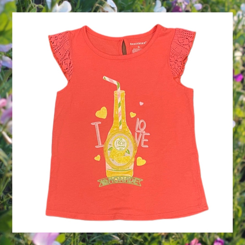 Healthtex Girl's Pink Love Lemonade Graphic Tee. Size 4T